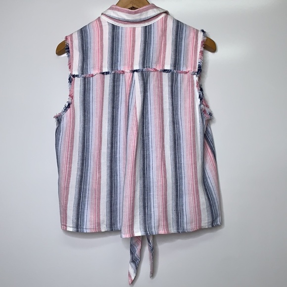 NEW CLOTH & STONE Striped Sleeveless Linen Blouse Cloth and Stone Top - Picture 8 of 8